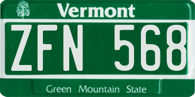 VT license plate ZFN568