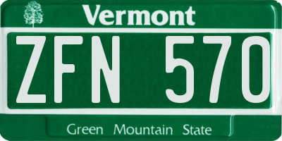 VT license plate ZFN570