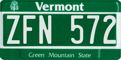 VT license plate ZFN572