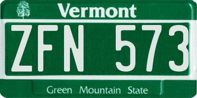 VT license plate ZFN573