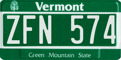 VT license plate ZFN574