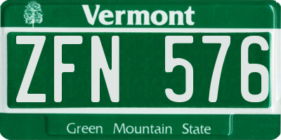 VT license plate ZFN576