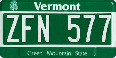 VT license plate ZFN577