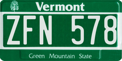 VT license plate ZFN578