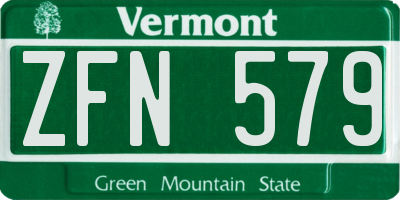 VT license plate ZFN579