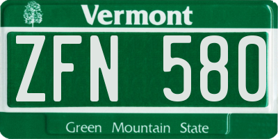 VT license plate ZFN580