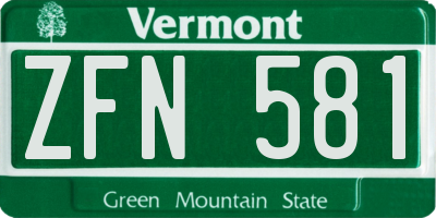 VT license plate ZFN581