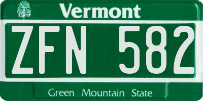 VT license plate ZFN582
