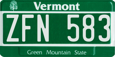 VT license plate ZFN583