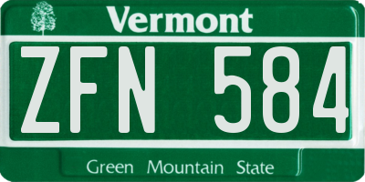 VT license plate ZFN584