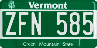 VT license plate ZFN585