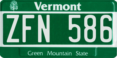 VT license plate ZFN586
