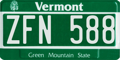 VT license plate ZFN588