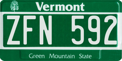 VT license plate ZFN592
