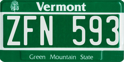 VT license plate ZFN593