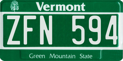 VT license plate ZFN594
