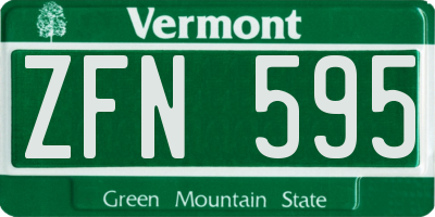 VT license plate ZFN595