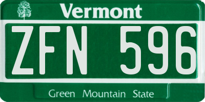 VT license plate ZFN596