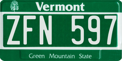 VT license plate ZFN597