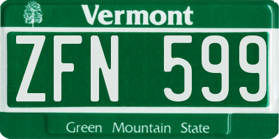 VT license plate ZFN599
