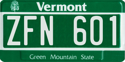 VT license plate ZFN601