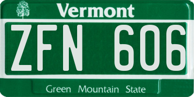 VT license plate ZFN606