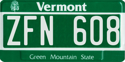 VT license plate ZFN608