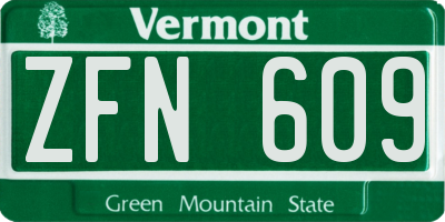 VT license plate ZFN609