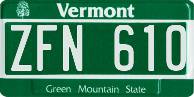 VT license plate ZFN610