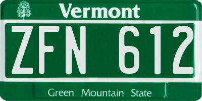 VT license plate ZFN612