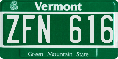 VT license plate ZFN616