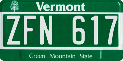 VT license plate ZFN617