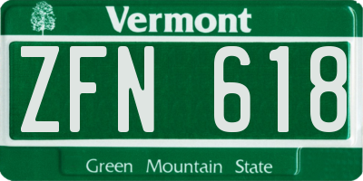 VT license plate ZFN618