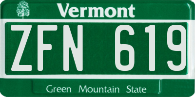 VT license plate ZFN619