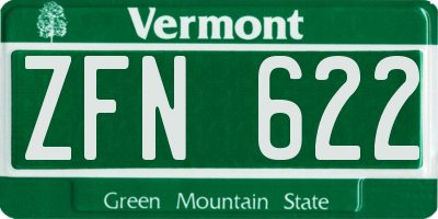 VT license plate ZFN622