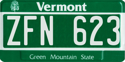 VT license plate ZFN623