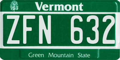 VT license plate ZFN632