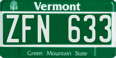 VT license plate ZFN633