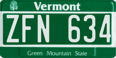 VT license plate ZFN634