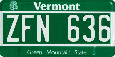 VT license plate ZFN636