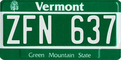 VT license plate ZFN637