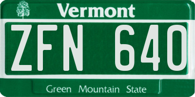 VT license plate ZFN640