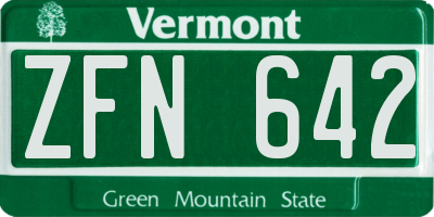 VT license plate ZFN642