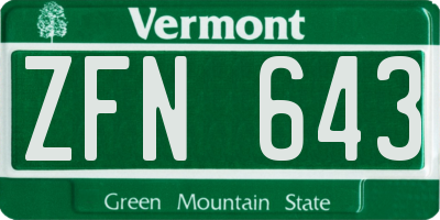 VT license plate ZFN643