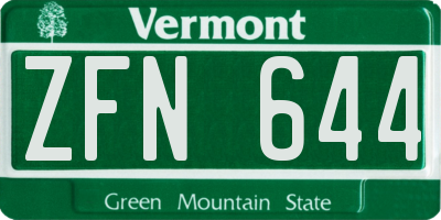 VT license plate ZFN644