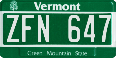 VT license plate ZFN647