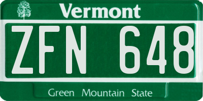 VT license plate ZFN648