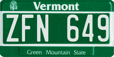 VT license plate ZFN649