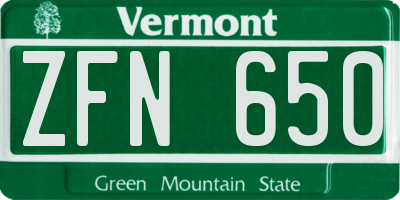 VT license plate ZFN650