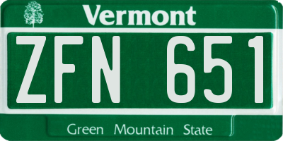 VT license plate ZFN651